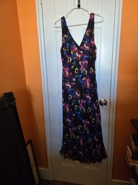 Floral V-Neck Black Maxi Dress - 12th Tribe